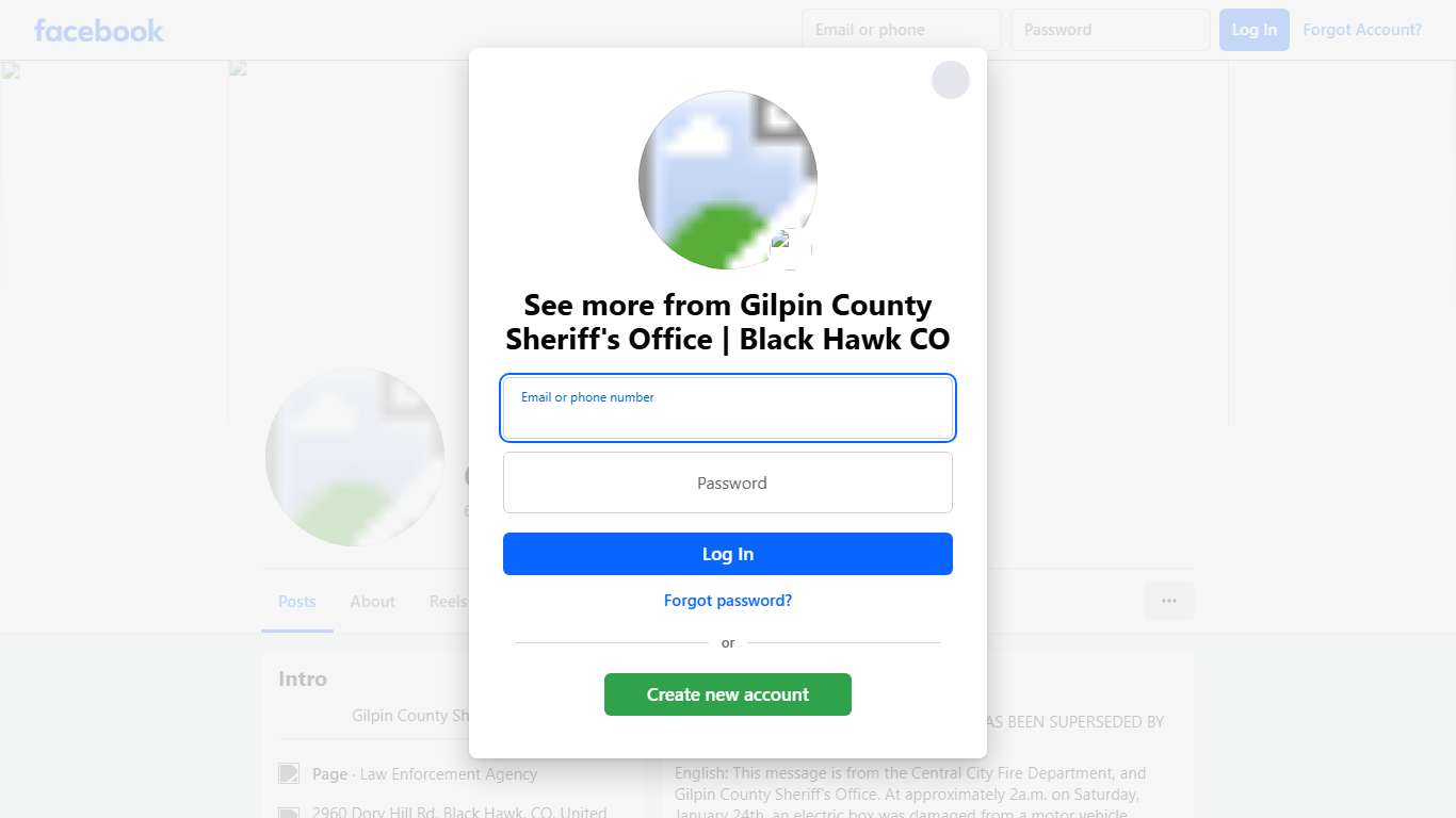 Gilpin County Sheriff's Office Black Hawk CO Facebook