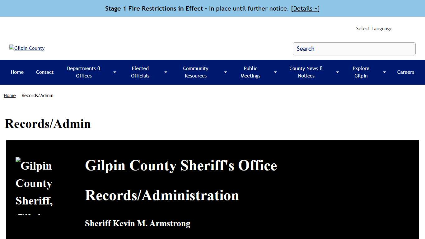 Records/Admin Gilpin County