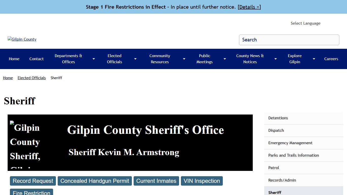 Sheriff Gilpin County